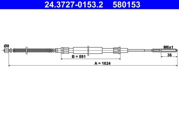 Cablu, frana de parcare ATE 24.3727-0153.2
