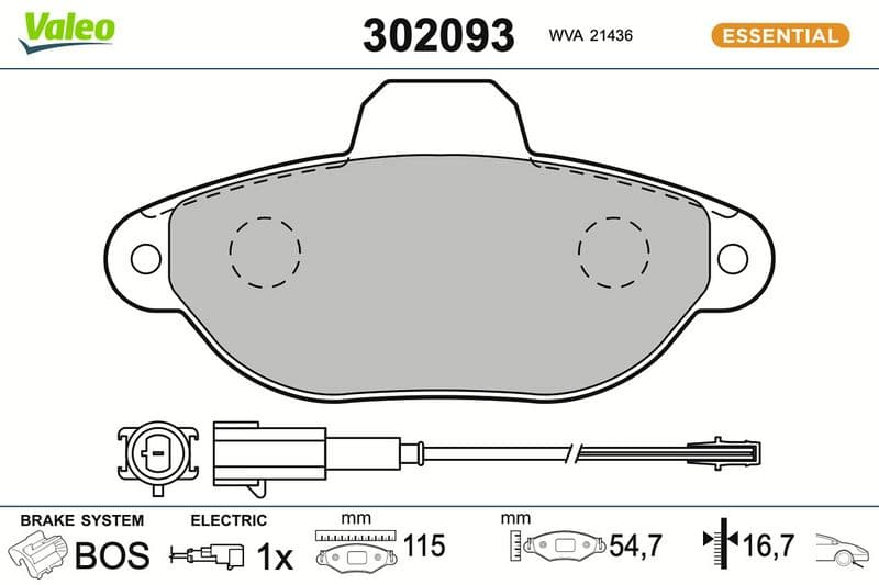 set placute frana,frana disc VALEO ESSENTIAL 302093