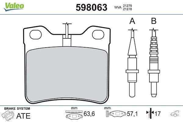 set placute frana,frana disc VALEO 598063