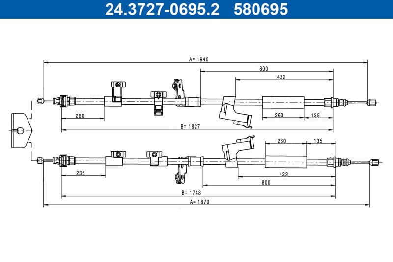 Cablu, frana de parcare ATE 24.3727-0695.2