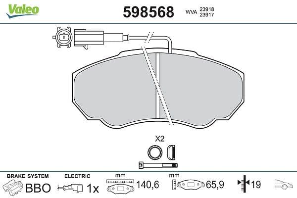 set placute frana,frana disc VALEO 598568
