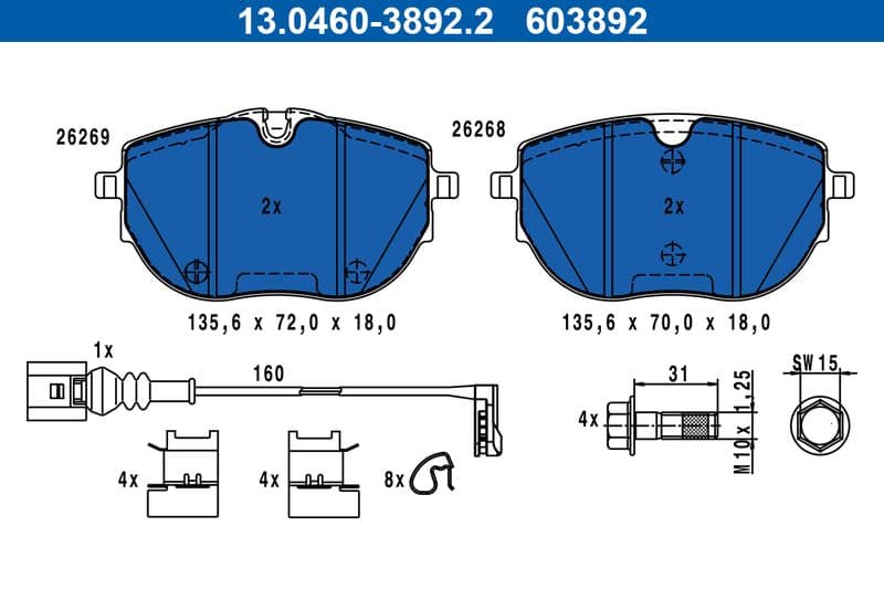 set placute frana,frana disc ATE 13.0460-3892.2