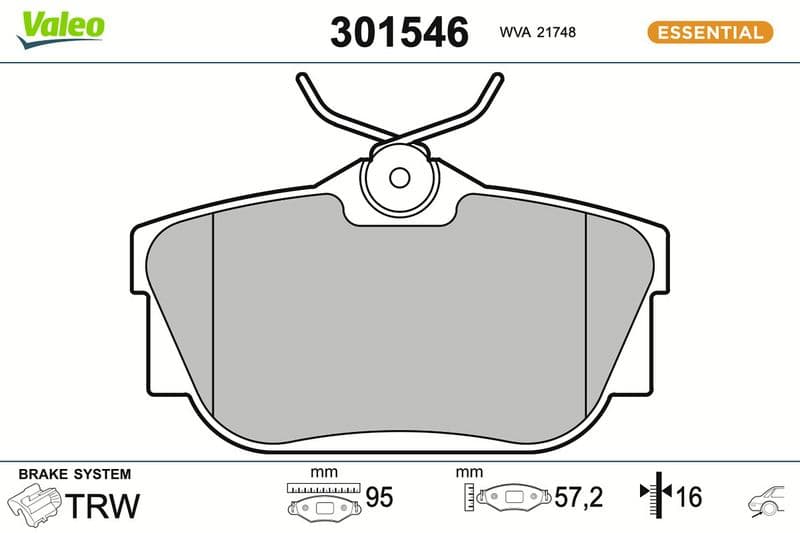 set placute frana,frana disc VALEO ESSENTIAL 301546