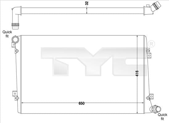 Radiator, racire motor TYC 737-0063-R