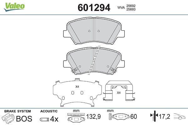 set placute frana,frana disc VALEO 601294
