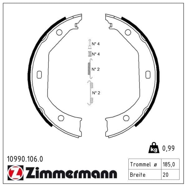 Set saboti frana, frana de mana ZIMMERMANN 10990.106.0