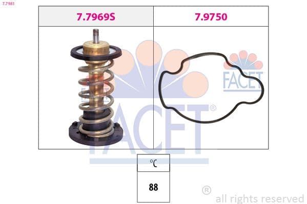 termostat,lichid racire FACET Made in Italy - OE Equivalent 7.7981