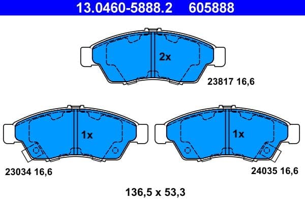 set placute frana,frana disc ATE 13.0460-5888.2