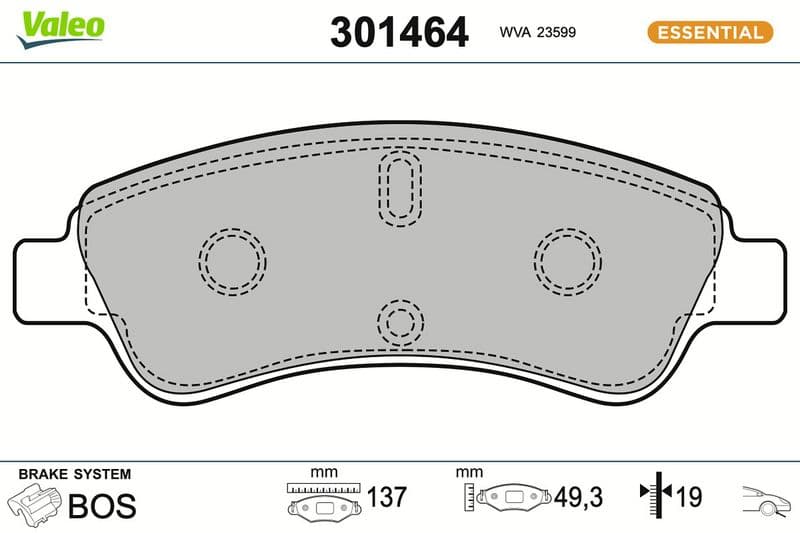 set placute frana,frana disc VALEO ESSENTIAL 301464