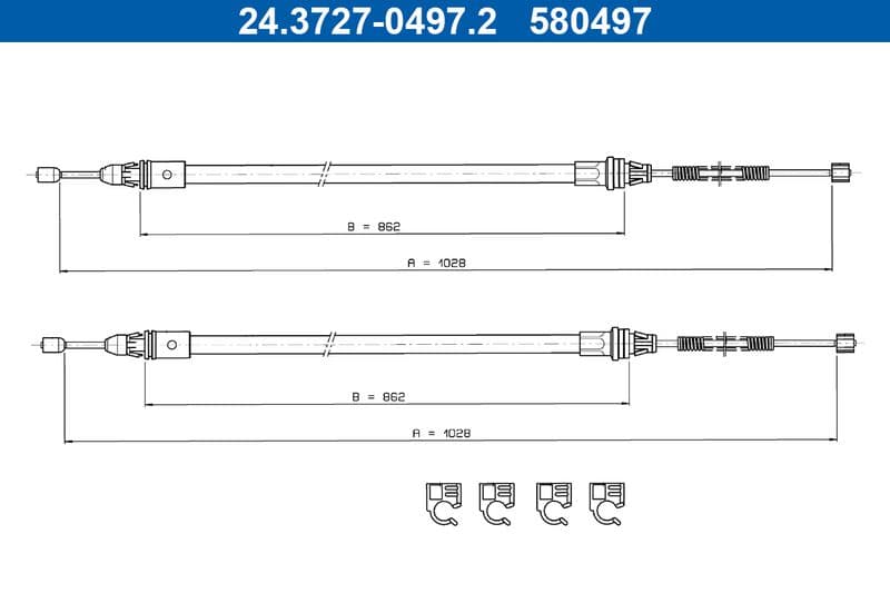 Cablu, frana de parcare ATE 24.3727-0497.2