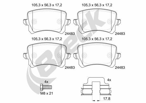 set placute frana,frana disc BRECK 24483 00 704 10