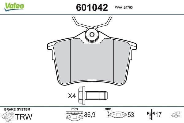 set placute frana,frana disc VALEO 601042