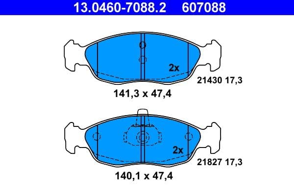 set placute frana,frana disc ATE 13.0460-7088.2