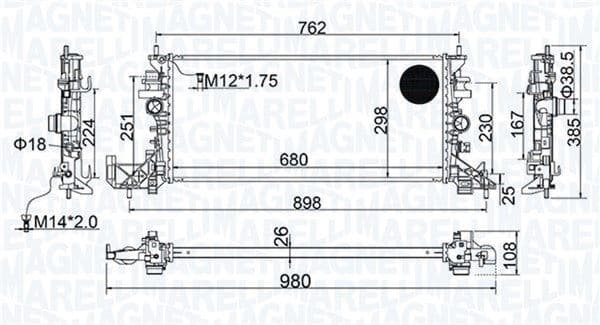 Radiator, racire motor MAGNETI MARELLI 350213206700
