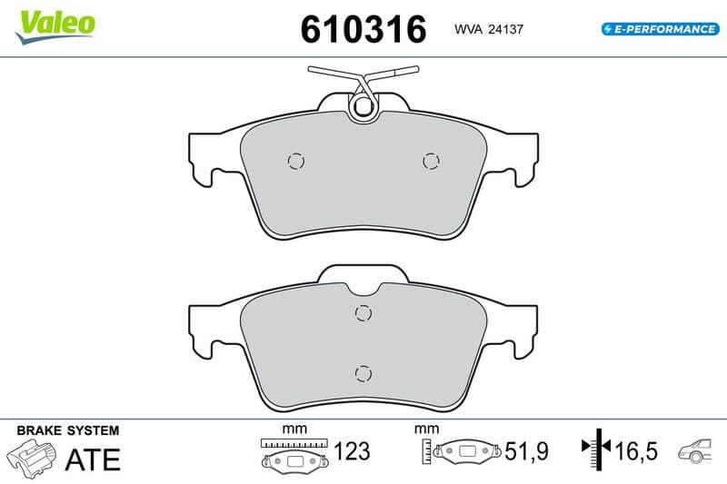 set placute frana,frana disc VALEO 610316