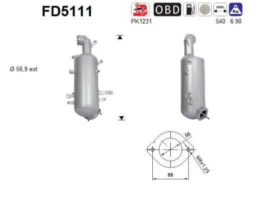 Filtru funingine/particule, sist.de esapament AS-PL FD5111