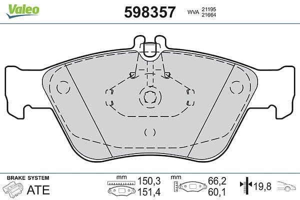 set placute frana,frana disc VALEO 598357