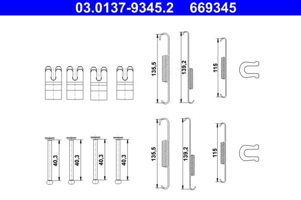 Set accesorii, sabot de frana ATE 03.0137-9345.2