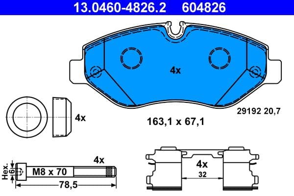 set placute frana,frana disc ATE 13.0460-4826.2