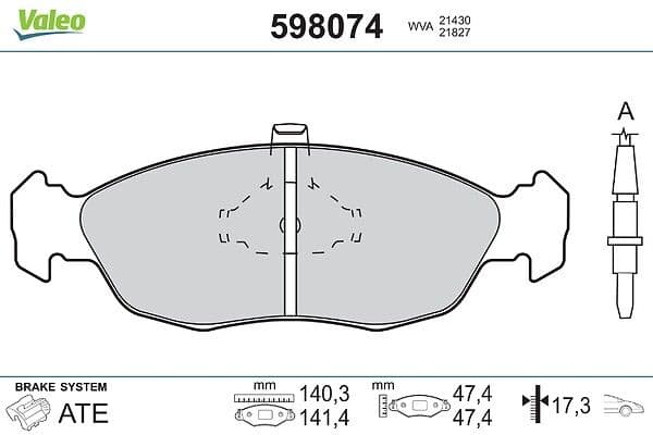set placute frana,frana disc VALEO 598074