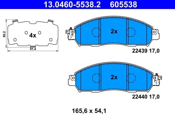 set placute frana,frana disc ATE 13.0460-5538.2