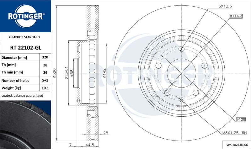 Disc frana ROTINGER GRAPHITE LINE RT 22102-GL