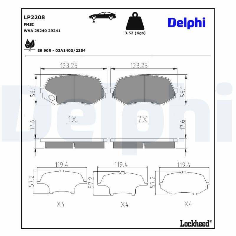 set placute frana,frana disc DELPHI LP2208