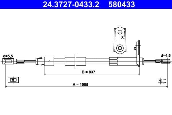 Cablu, frana de parcare ATE 24.3727-0433.2