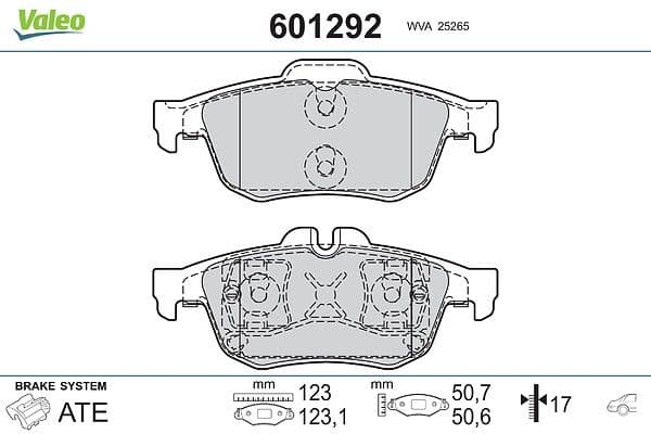 set placute frana,frana disc VALEO 601292