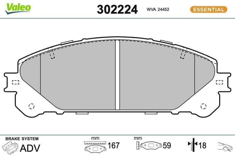 set placute frana,frana disc VALEO ESSENTIAL 302224