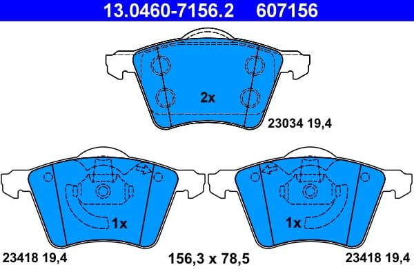 set placute frana,frana disc ATE 13.0460-7156.2