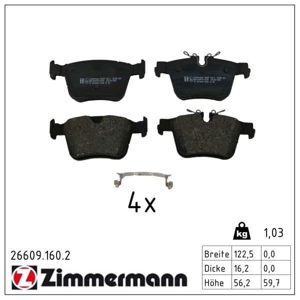 set placute frana,frana disc ZIMMERMANN 26609.160.2