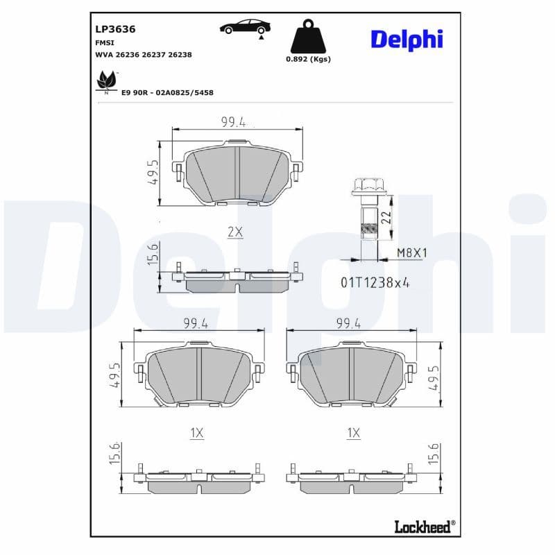 set placute frana,frana disc DELPHI LP3636