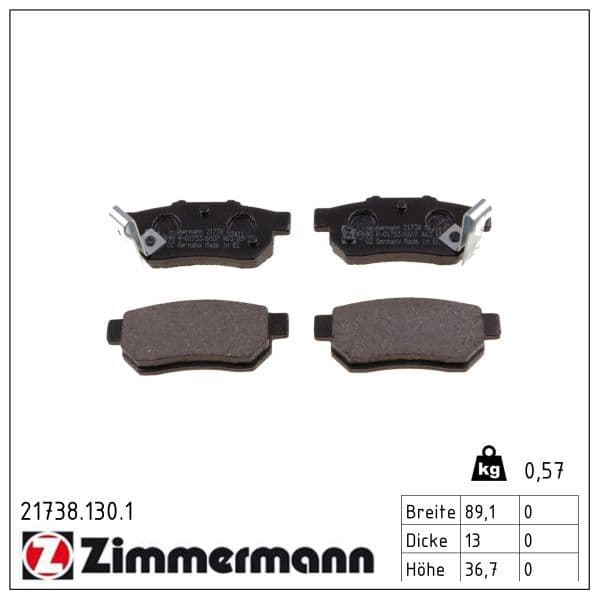 set placute frana,frana disc ZIMMERMANN 21738.130.1