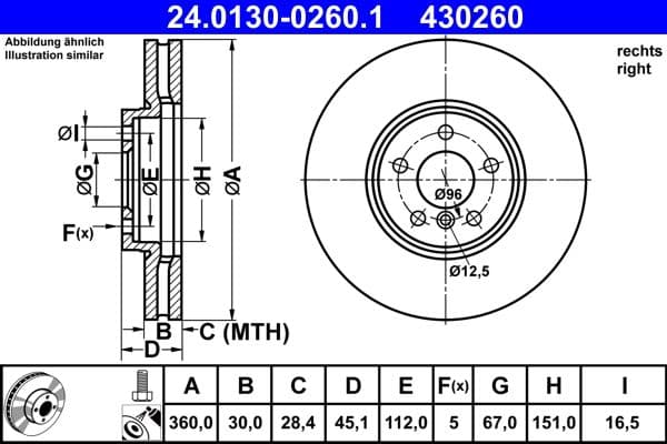 Disc frana ATE 24.0130-0260.1