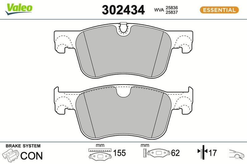 set placute frana,frana disc VALEO ESSENTIAL 302434