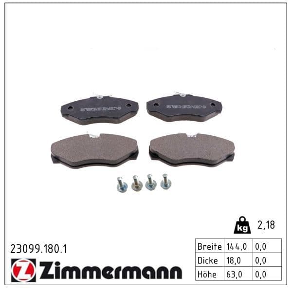 set placute frana,frana disc ZIMMERMANN 23099.180.1