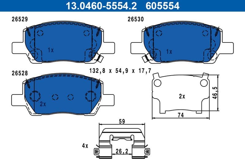 set placute frana,frana disc ATE 13.0460-5554.2