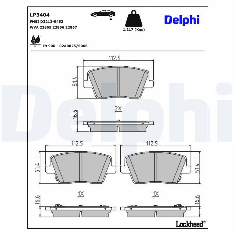 set placute frana,frana disc DELPHI LP3404