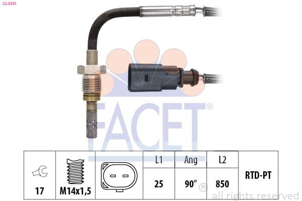 Senzor, temperatura gaze evacuare FACET Made in Italy - OE Equivalent 22.0291
