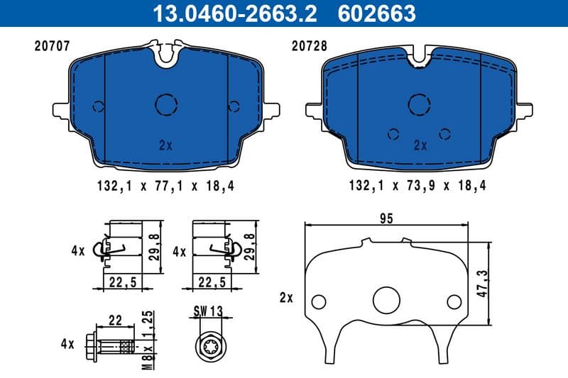 set placute frana,frana disc ATE 13.0460-2663.2