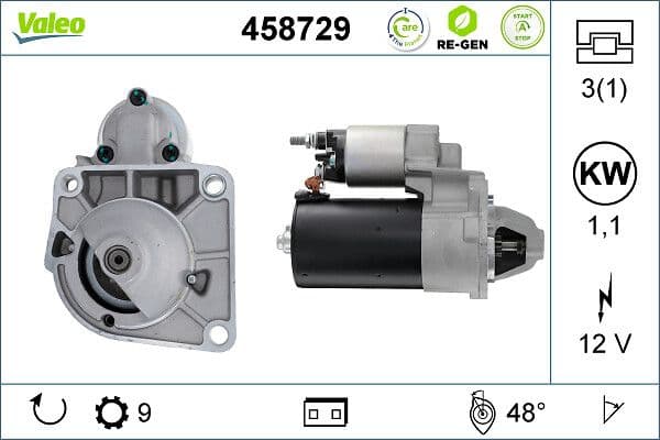 starter VALEO RE-GEN REMANUFACTURED STOP&START 458729