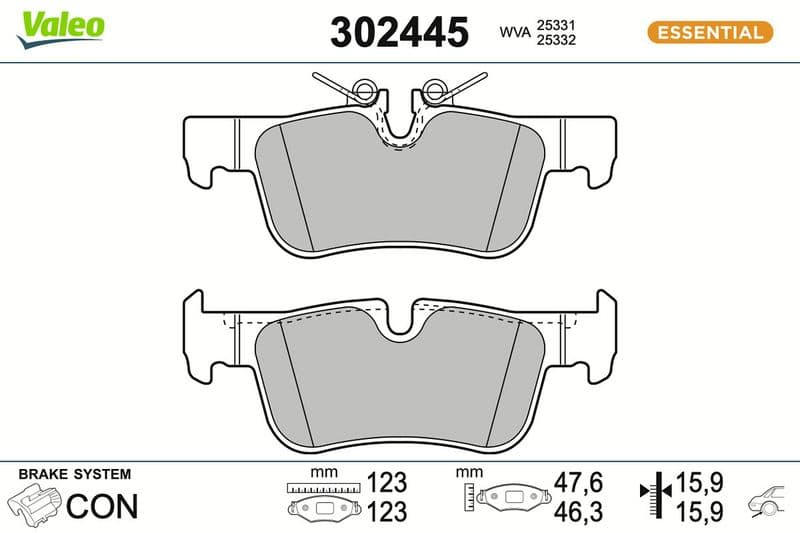 set placute frana,frana disc VALEO ESSENTIAL 302445