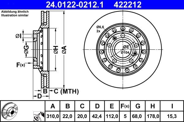 Disc frana ATE 24.0122-0212.1