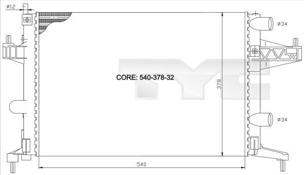 Radiator, racire motor TYC 725-0007