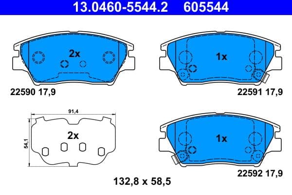 set placute frana,frana disc ATE 13.0460-5544.2