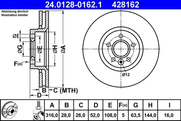 Disc frana ATE 24.0128-0162.1
