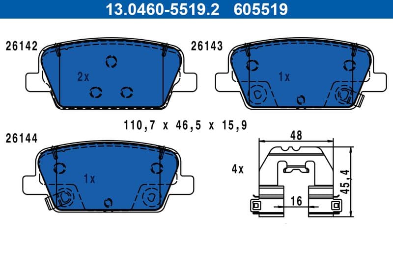 set placute frana,frana disc ATE 13.0460-5519.2