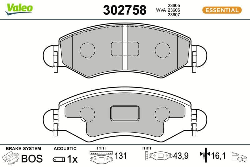 set placute frana,frana disc VALEO 302758