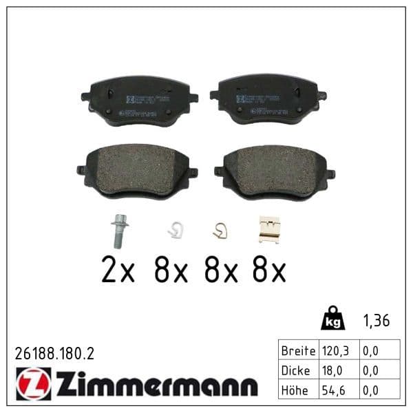 set placute frana,frana disc ZIMMERMANN 26188.180.2